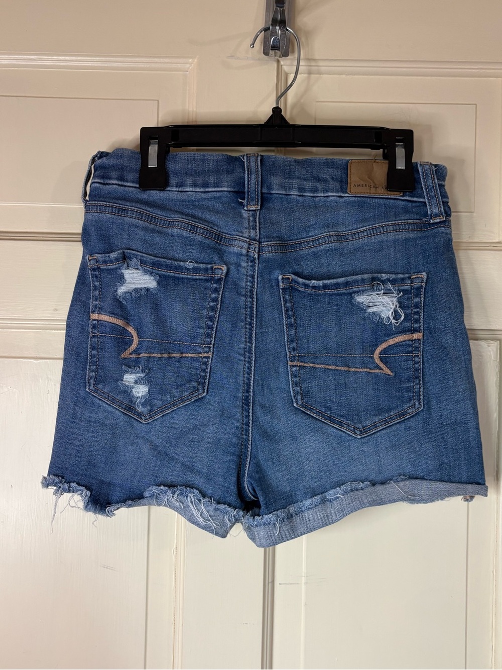 American Eagle Curvy Hi-Rise Shortie Size 2 Button Fly Med.Wash Stretch Summer - Picture 9 of 11